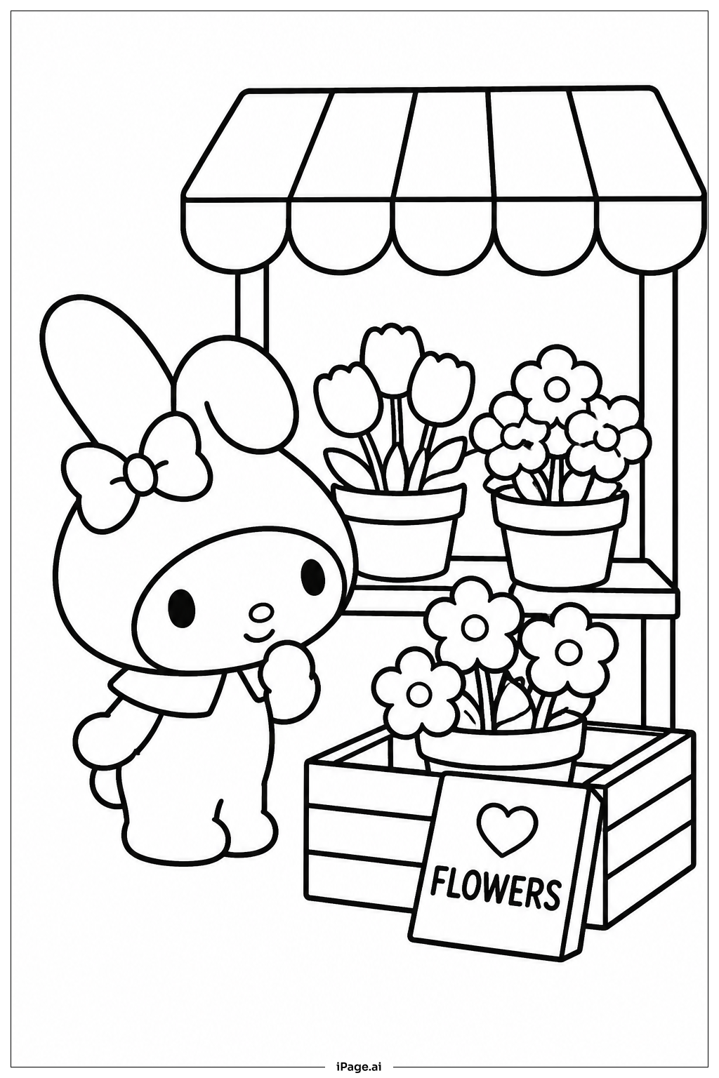 Trang tô màu Chợ Hoa Sanrio