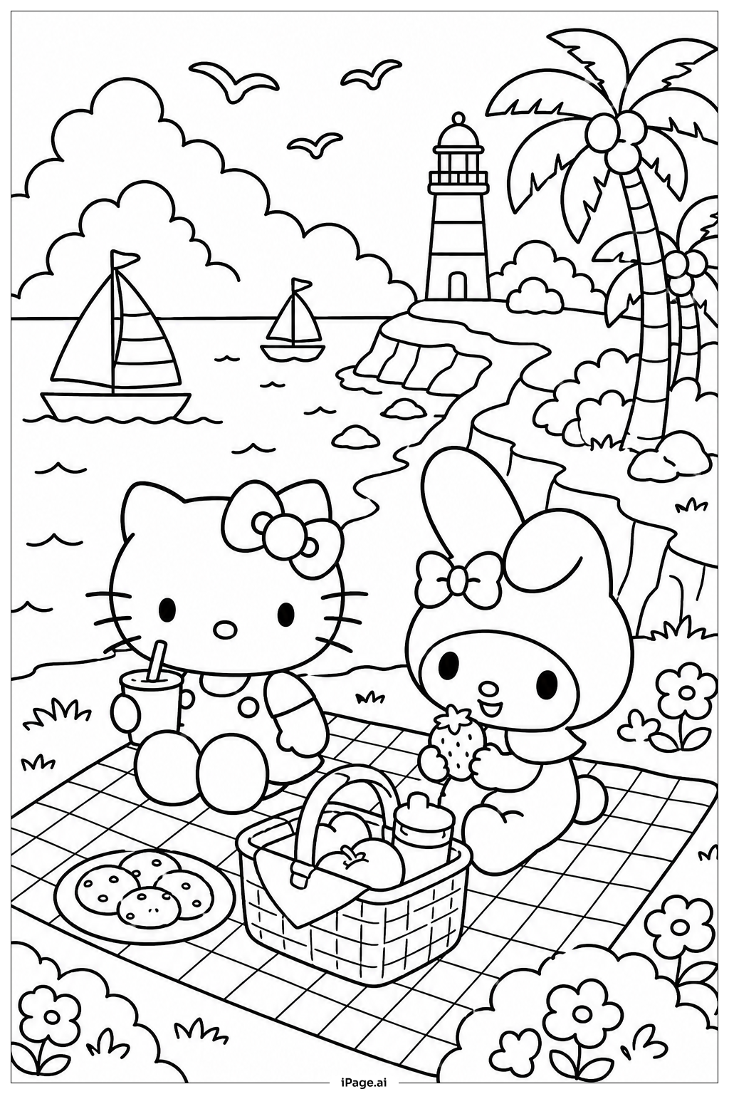 Sanrio 海洋野餐著色頁