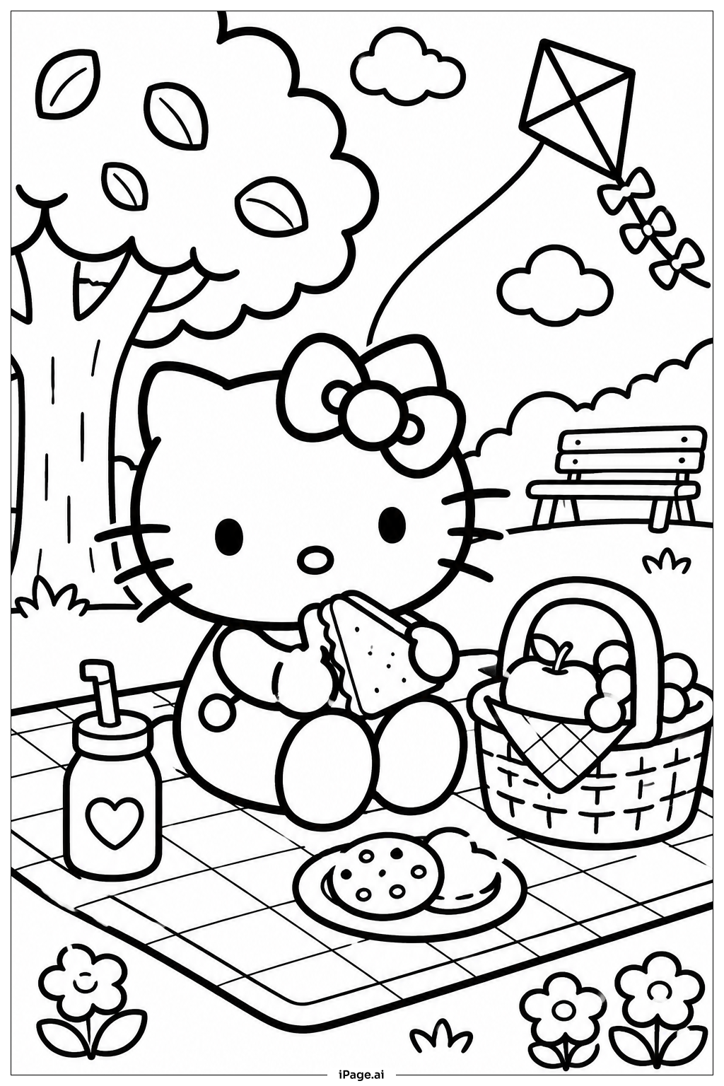 Sanrio Picknick im Park Ausmalseite