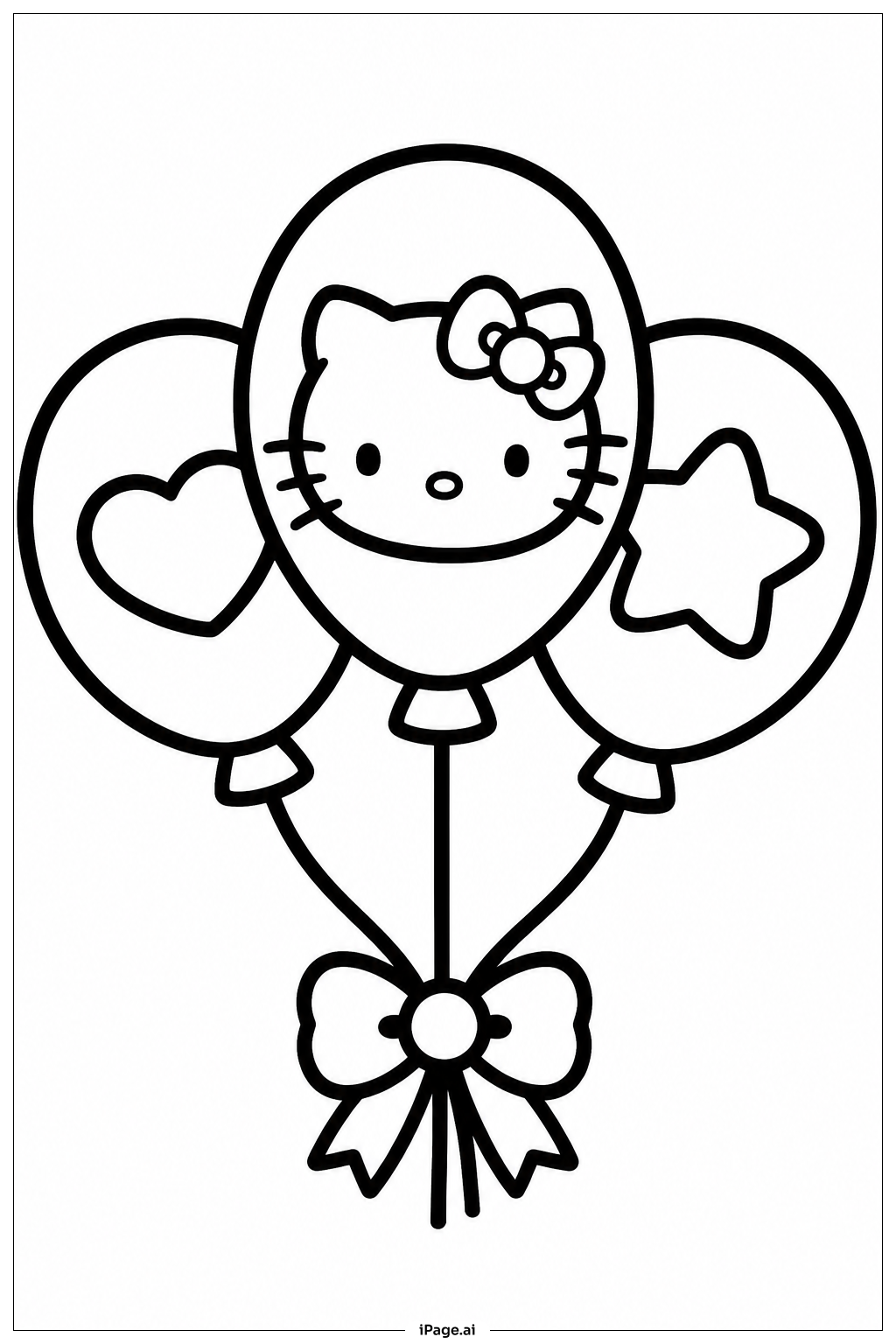 Sanrio Einfacher Luftballonstrauß Ausmalseite