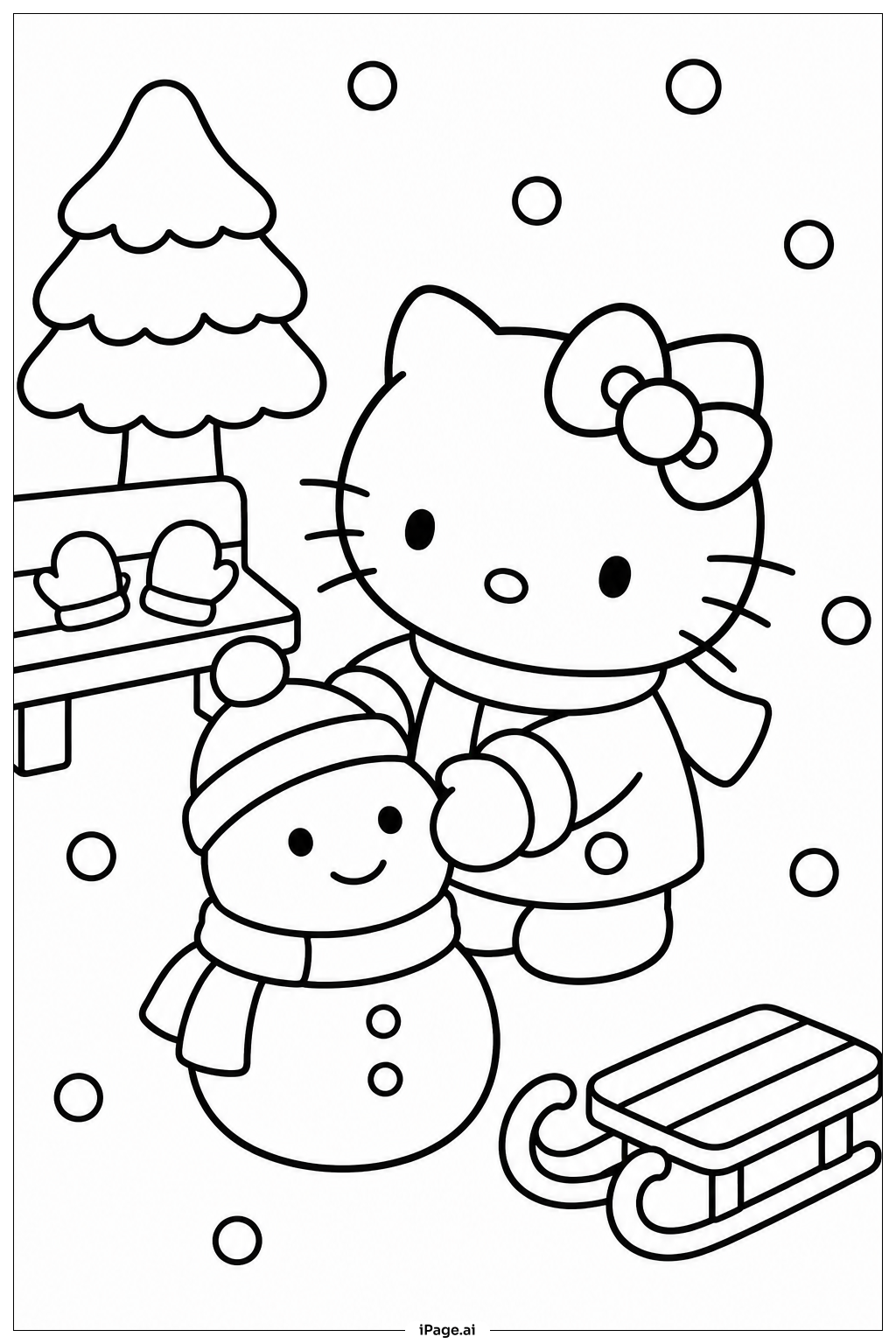 Página para colorear de Día de Nieve de Sanrio
