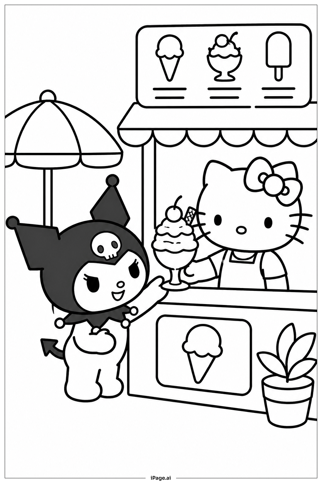 Sanrio Eisbecher-Stand Ausmalseite