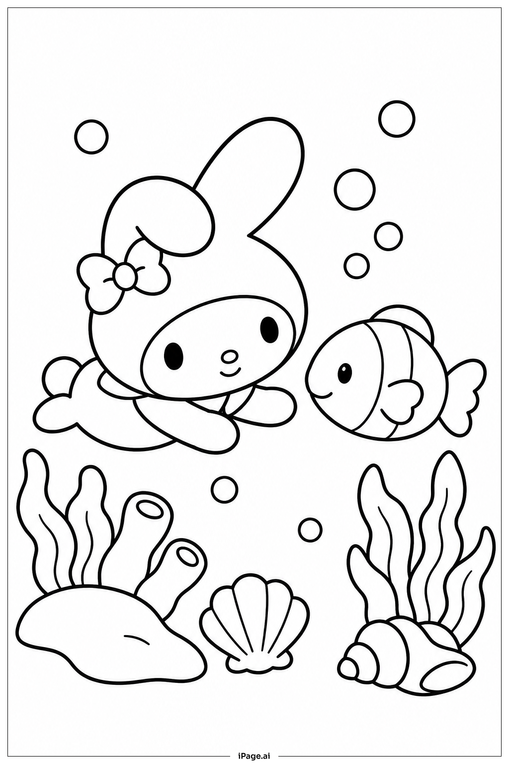 Sanrio Unterwasserfreunde Ausmalseite