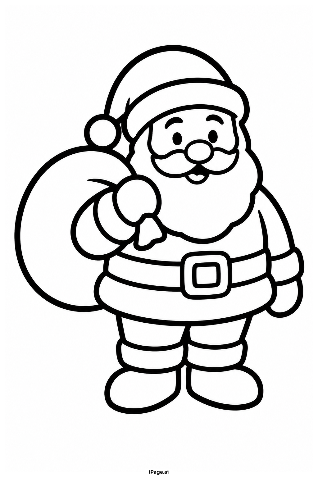 Página para colorir de Papai Noel com Saco