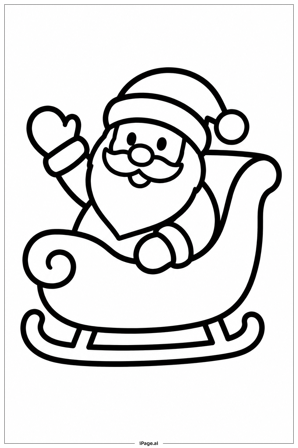 Página para colorir de Papai Noel no Assento do Trenó