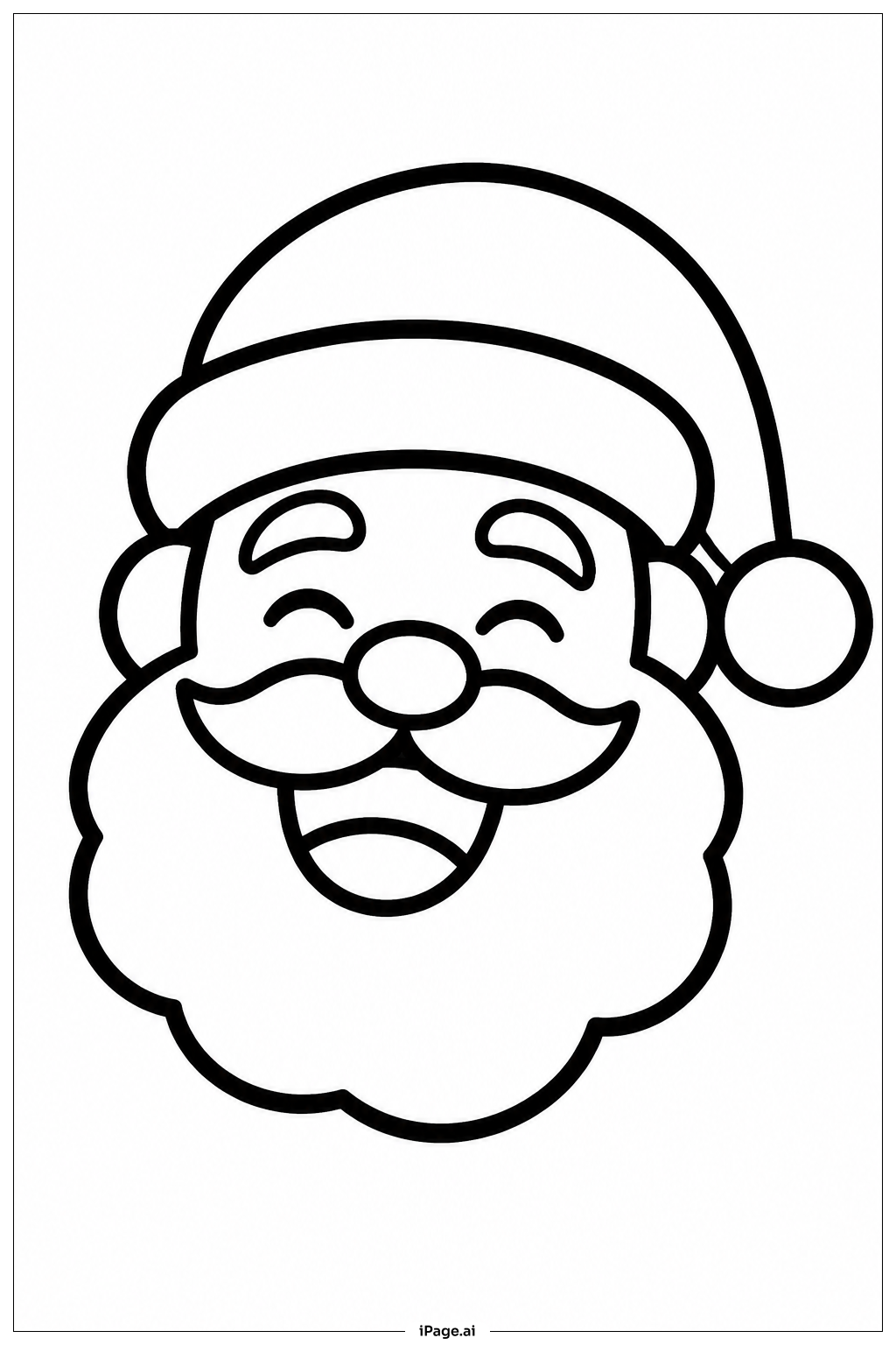 Página para colorir de Retrato do Papai Noel Gargalhando