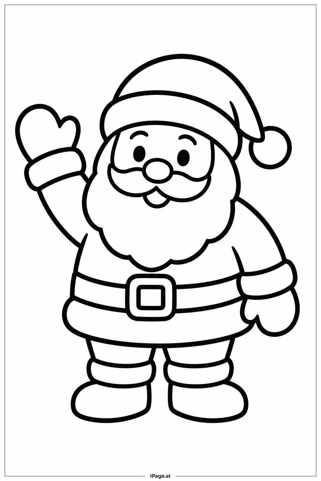 Página para colorir de Papai Noel Acenando