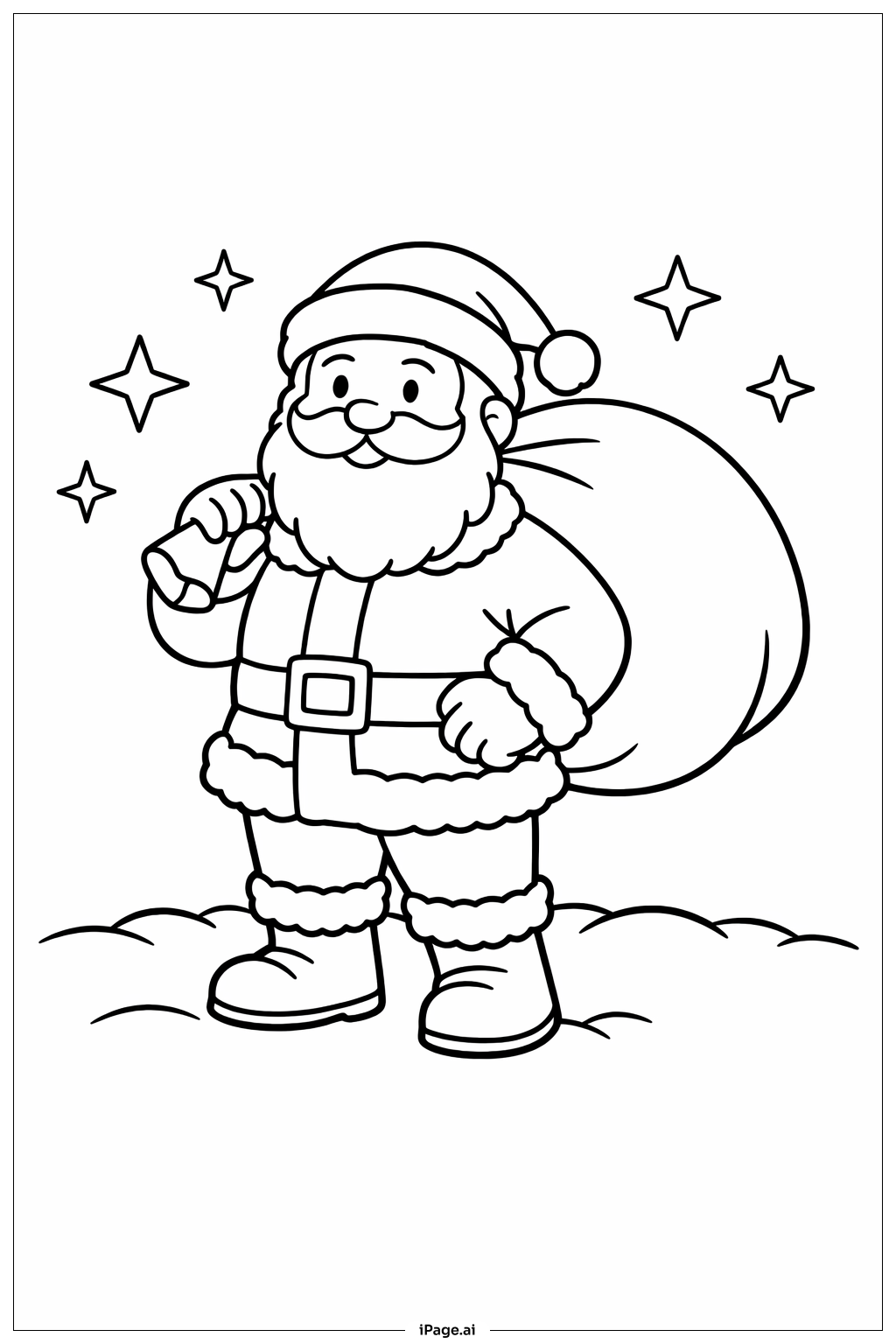  Weihnachtsmann mit Sack Ausmalseite 