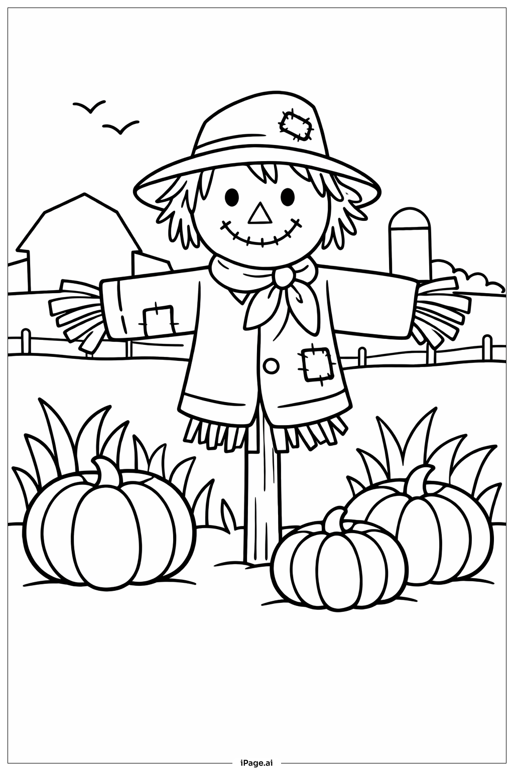  秋田裡的稻草人著色頁 