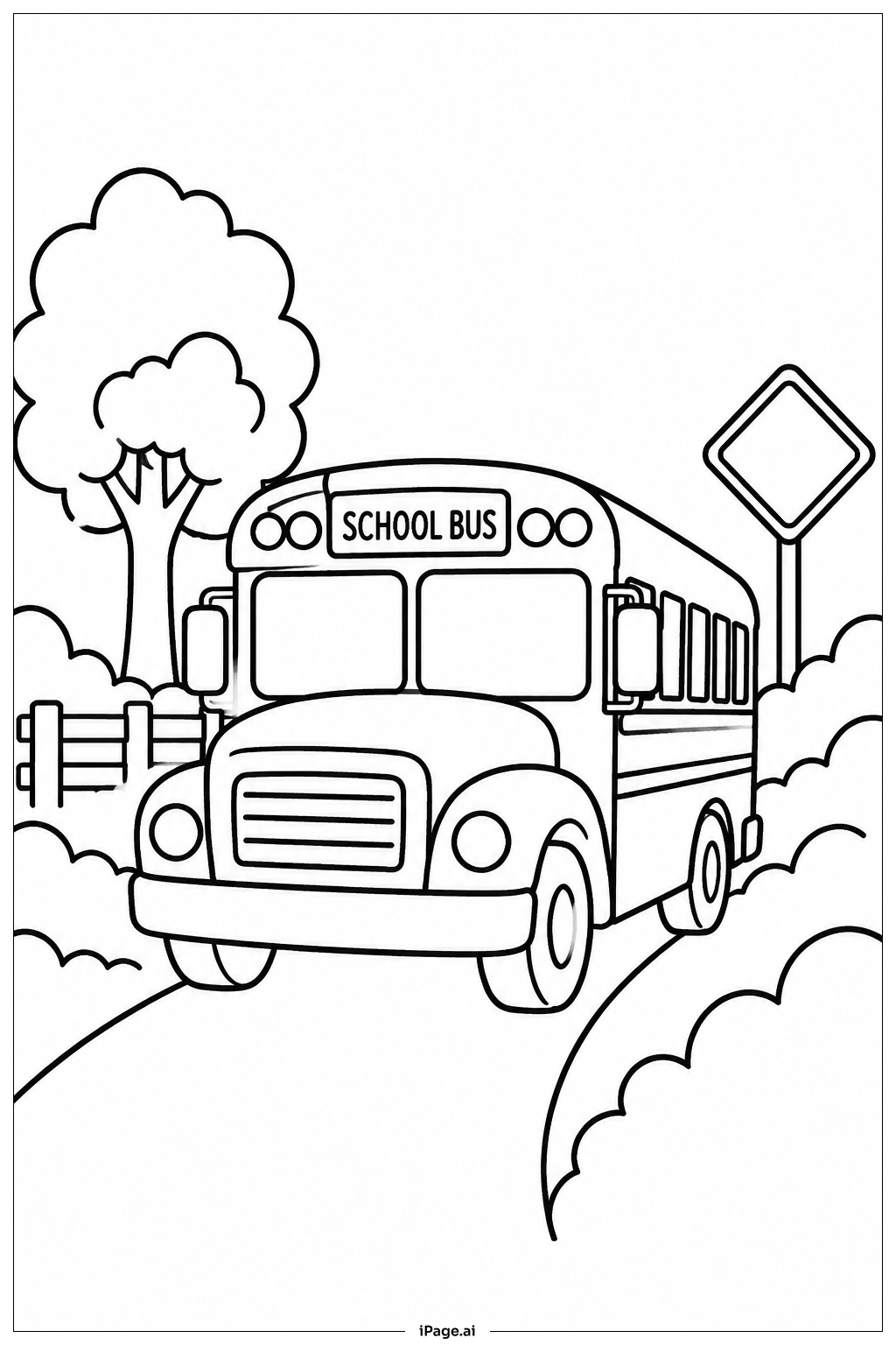  Schulbus im Morgennebel Ausmalseite 