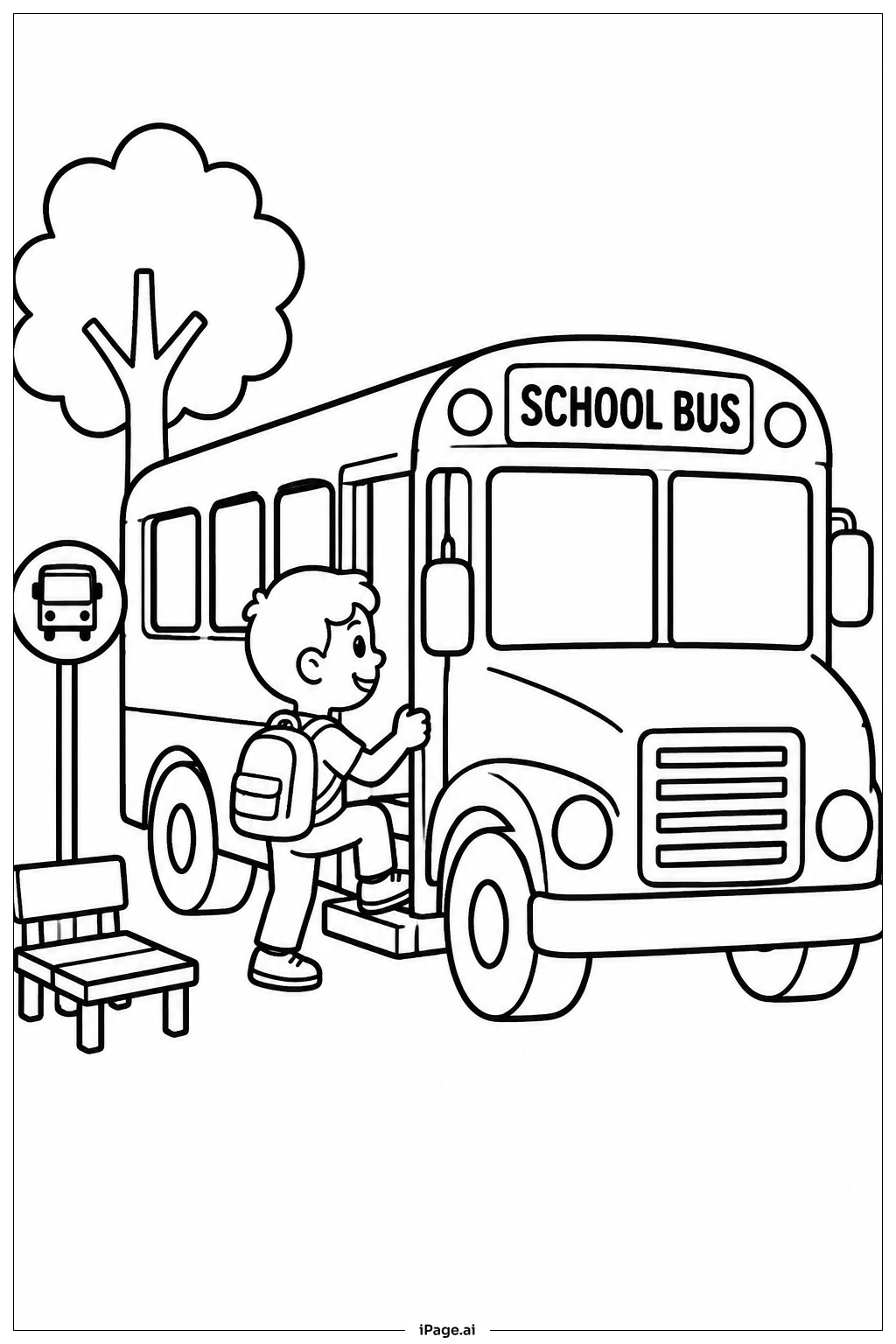  Page de coloriage Embarquement des enfants dans le School Bus 
