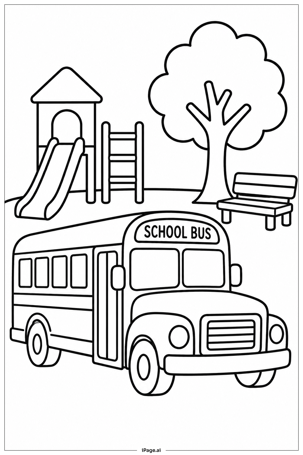  School Bus Playground DropOff Ausmalseite 