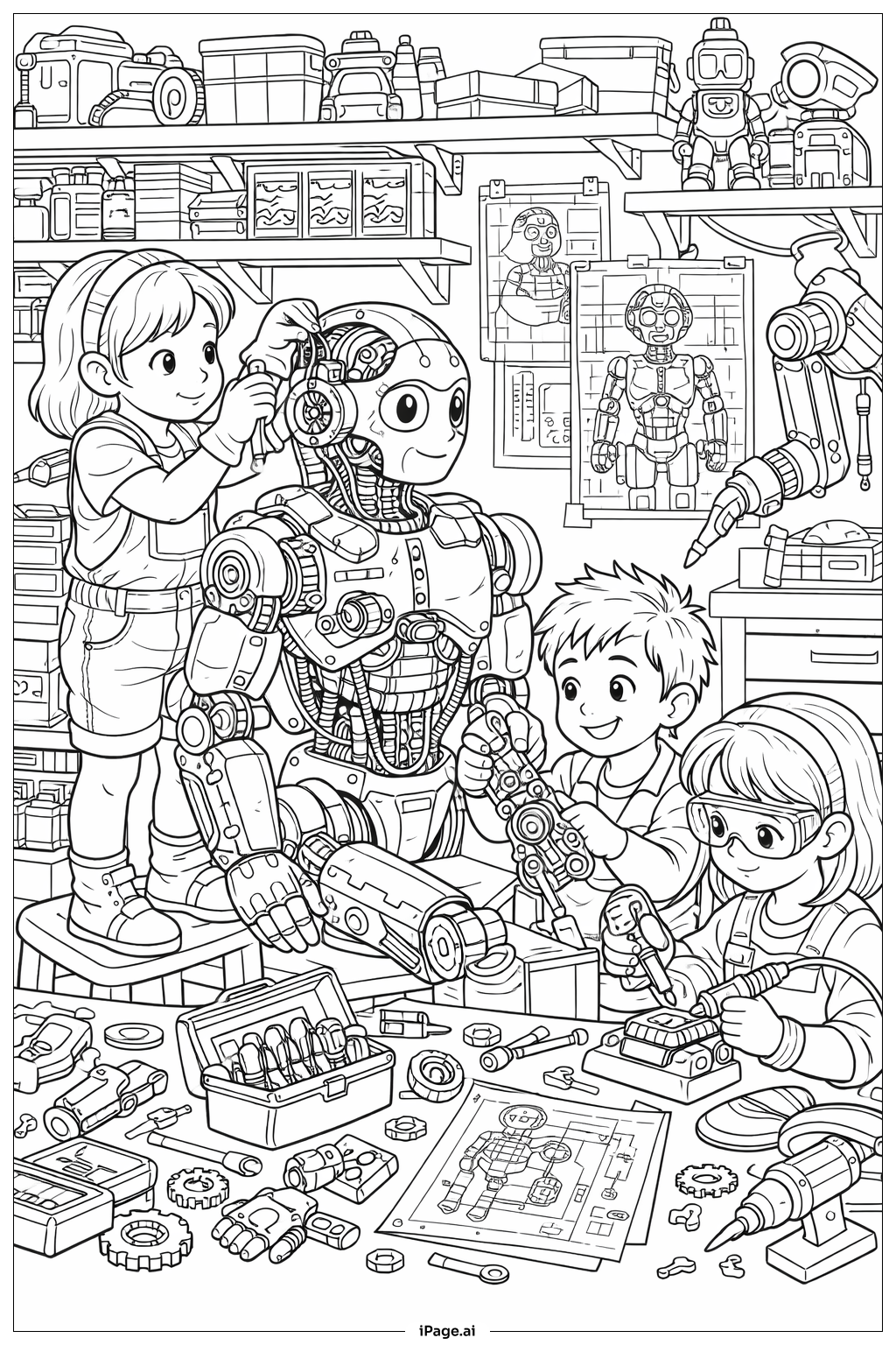  Trang tô màu Lắp Ráp Robot Khoa Học Nâng Cao 