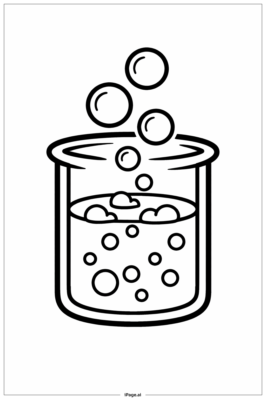  科学烧杯和气泡填色页 