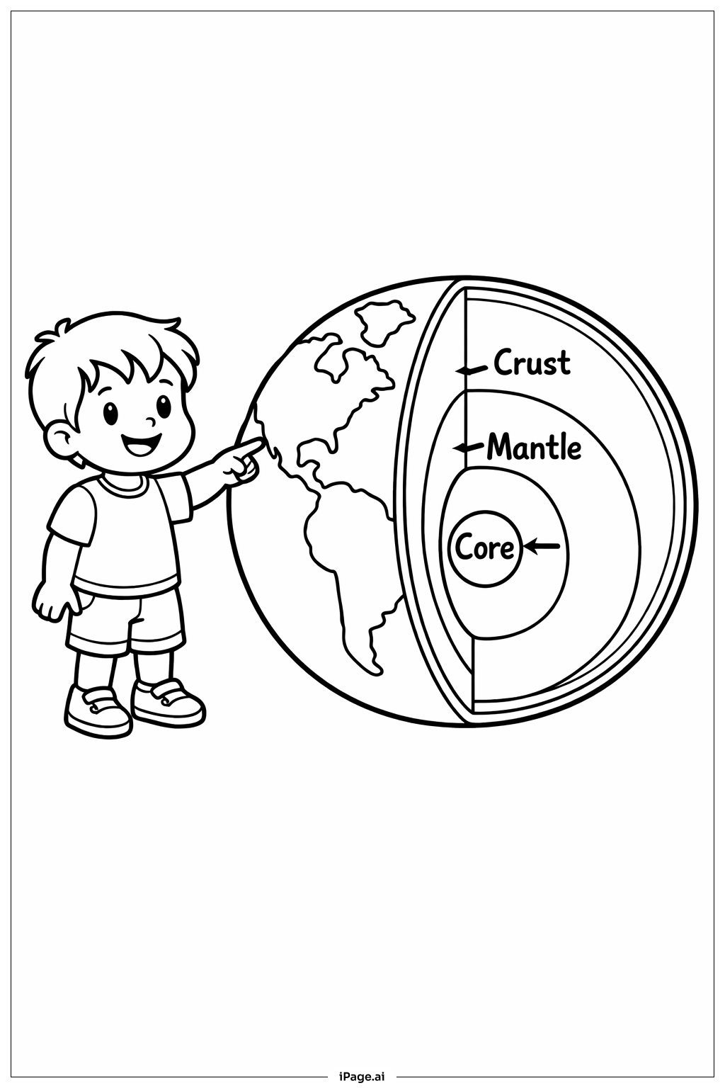  Science Earth Layers Crosssection Coloring Page 
