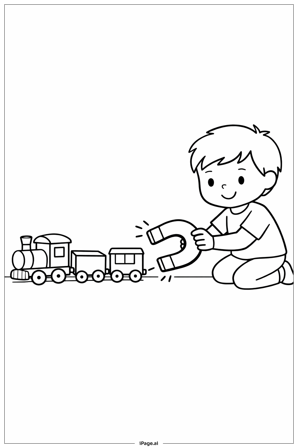  Página para colorear de Demostración del Tren Magnético Científico 