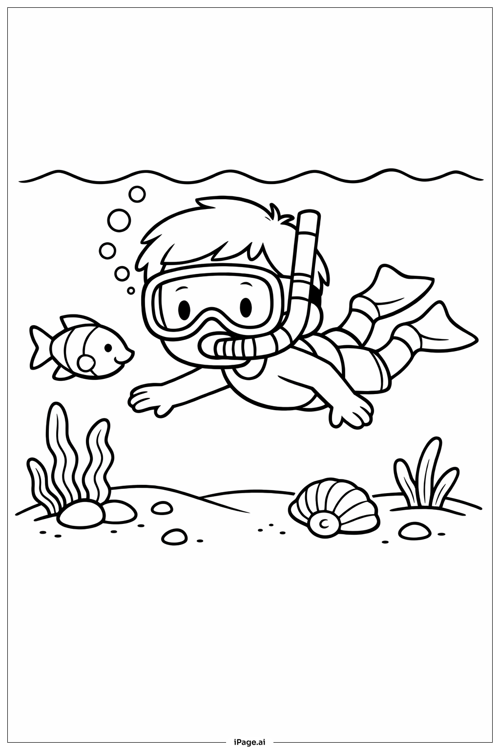  科学海洋探索场景填色页 