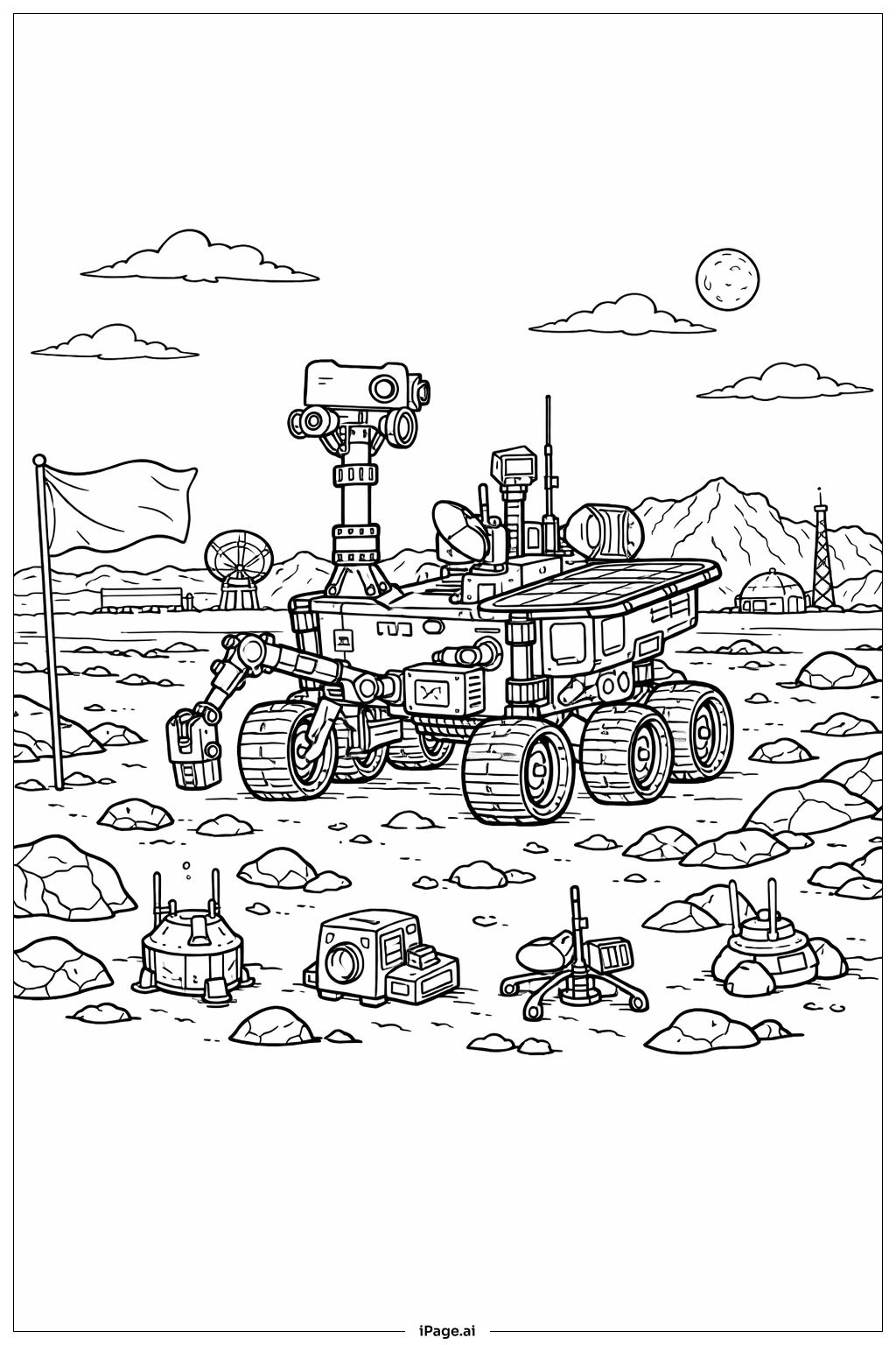  科学惑星ローラーミッションの塗り絵ページ 