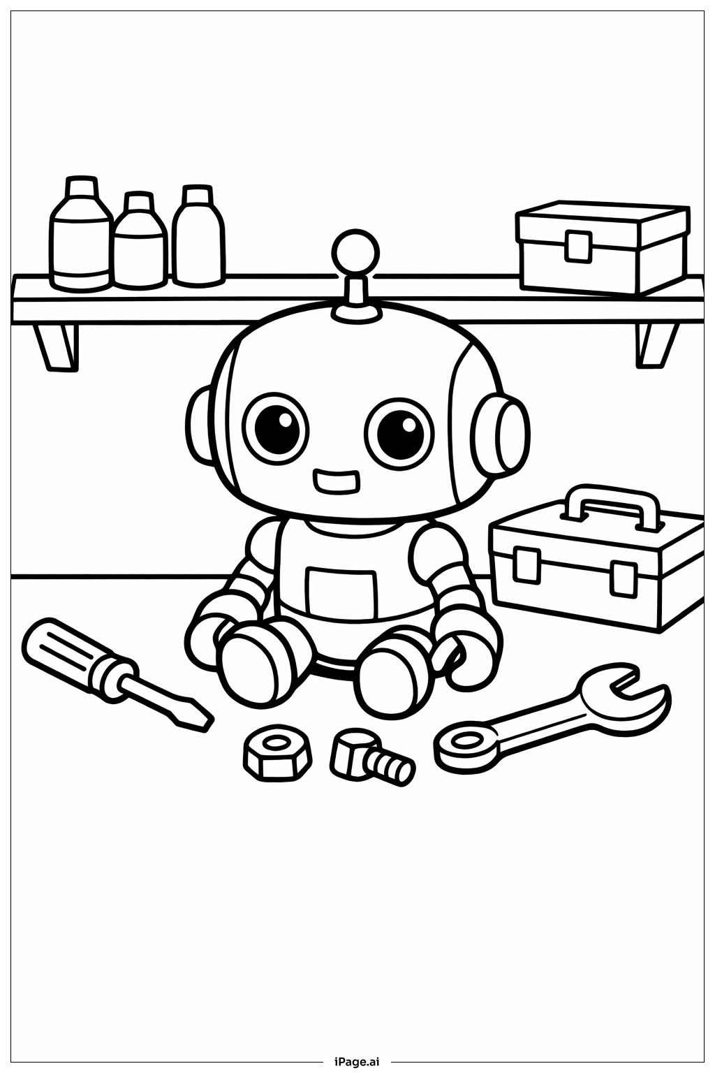  科学机器人工作台填色页 