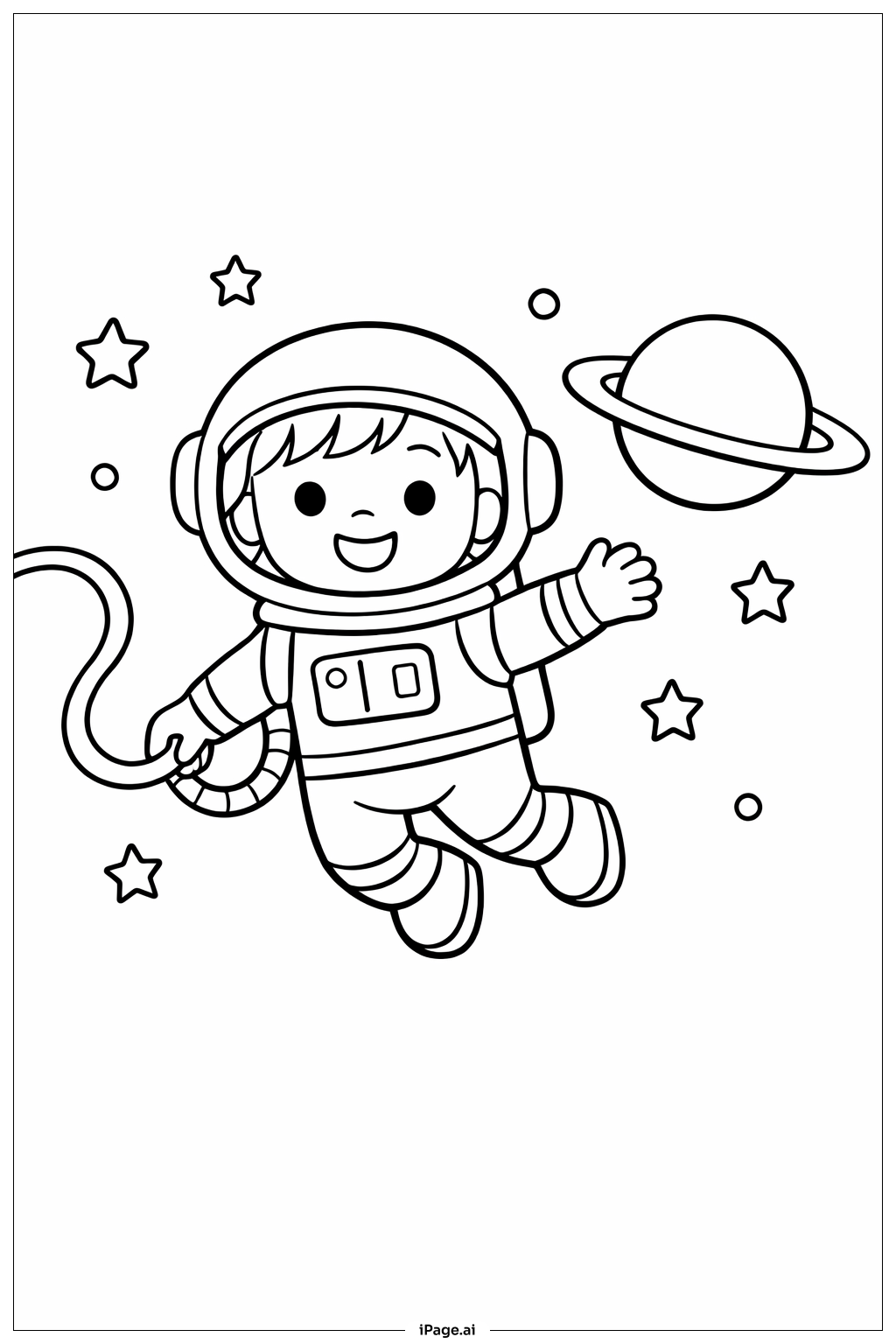  Página para colorear de Aventura Científica de Paseo Espacial 