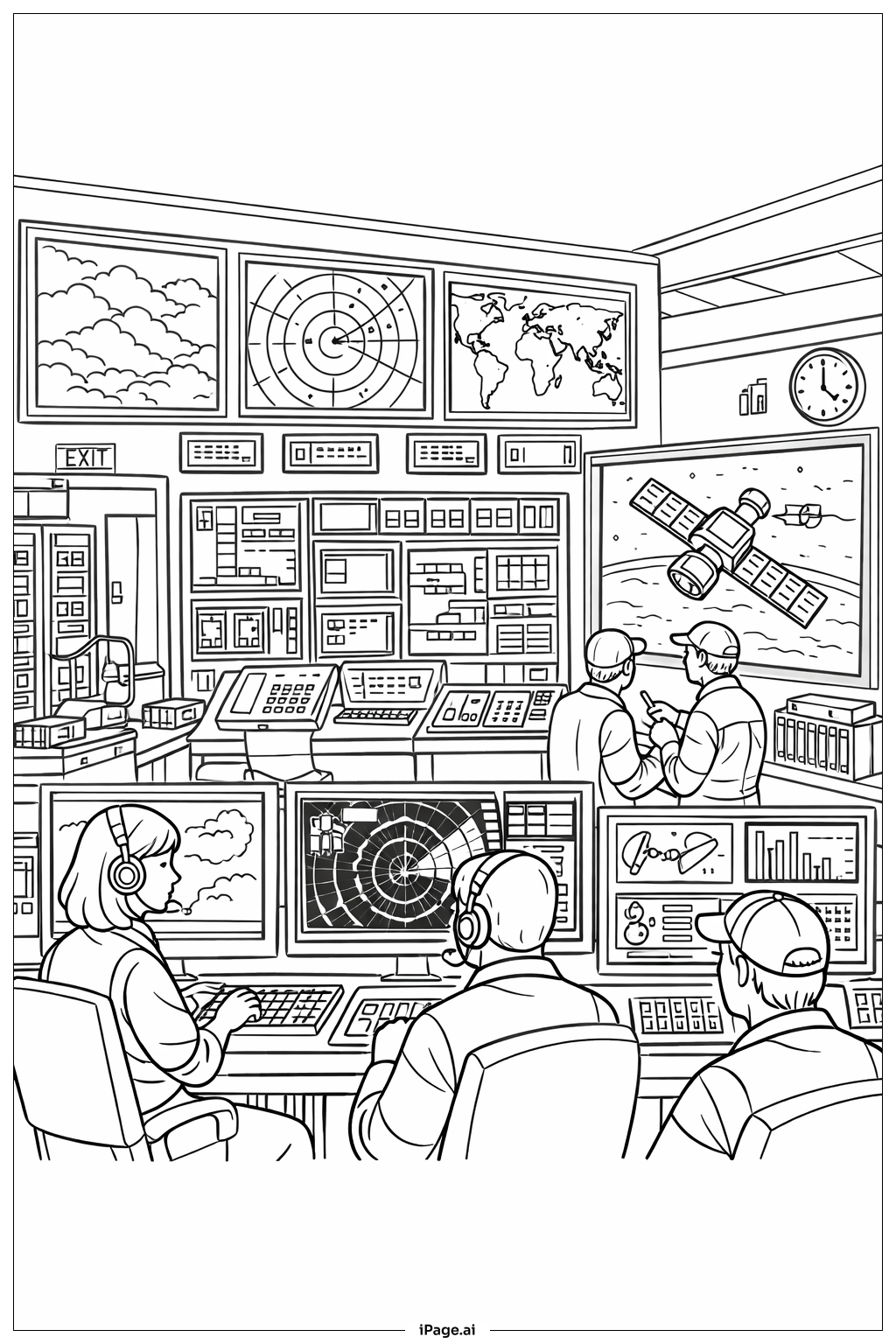  과학 기상 위성 관제 색칠공부 페이지 