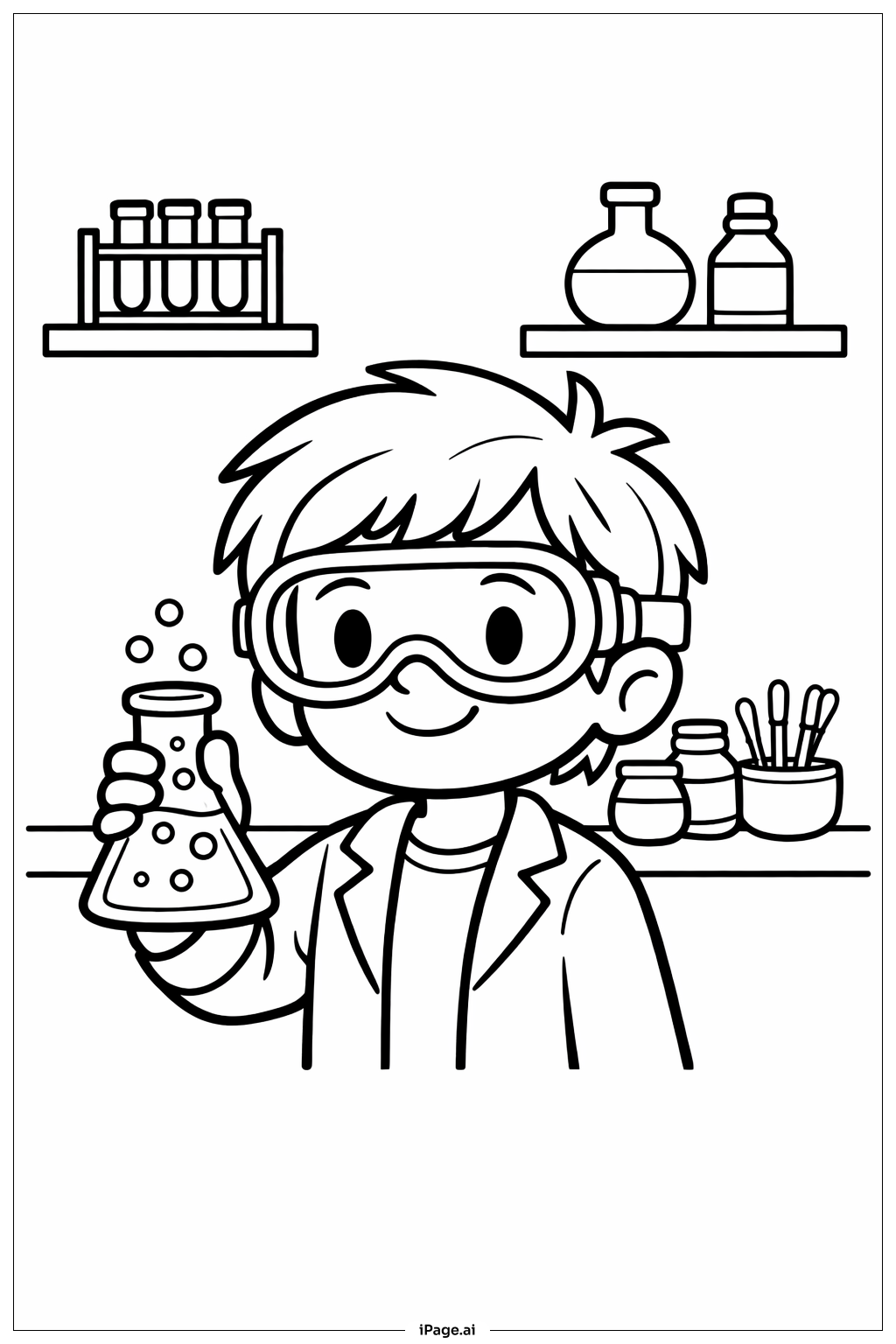  科学小小科学家实验室填色页 
