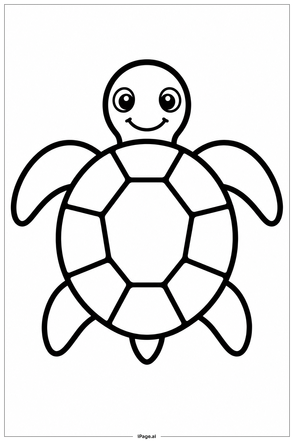 Sea Turtle Centered Pose Coloring Page