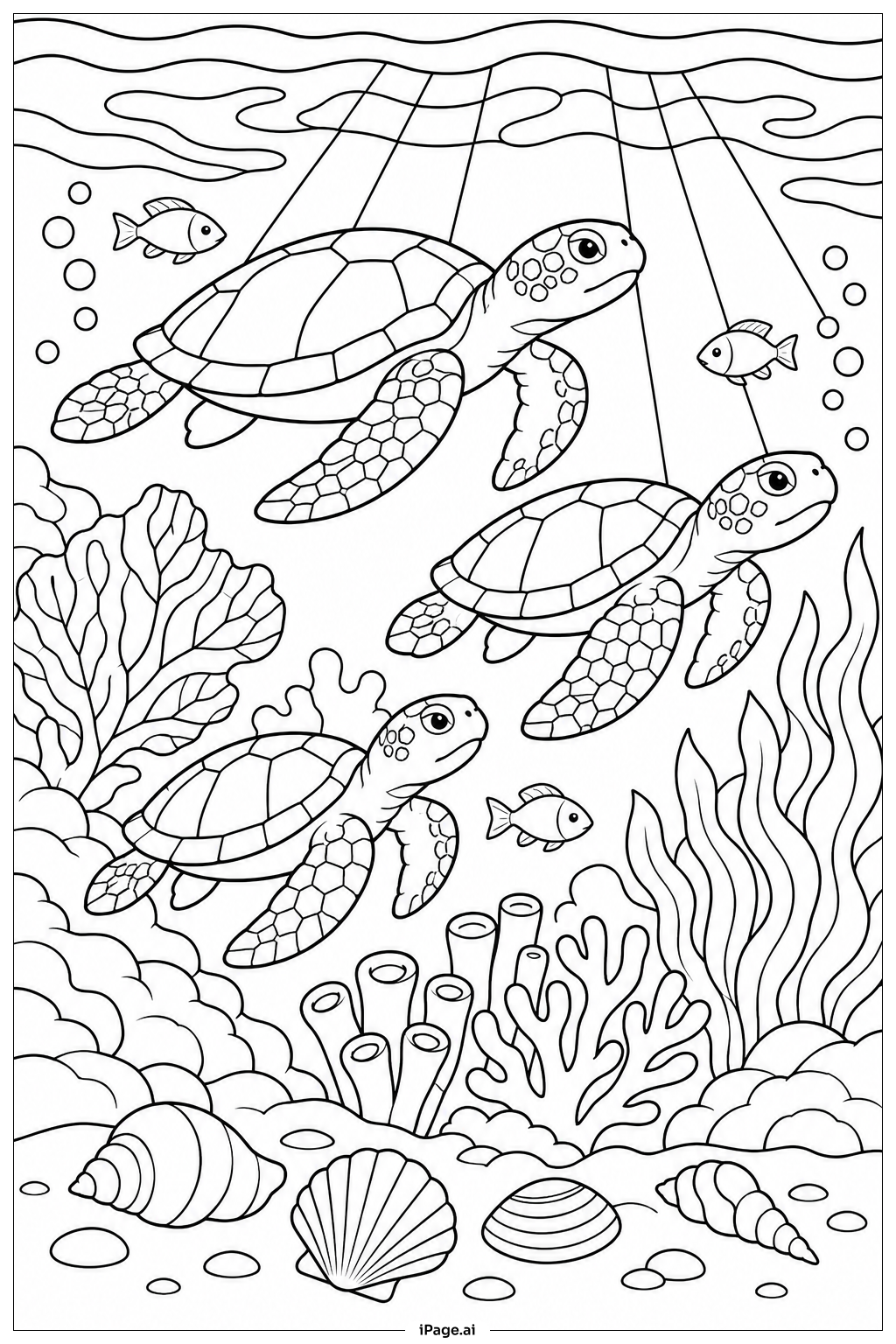 Sea Turtle Migrations Coloring Page