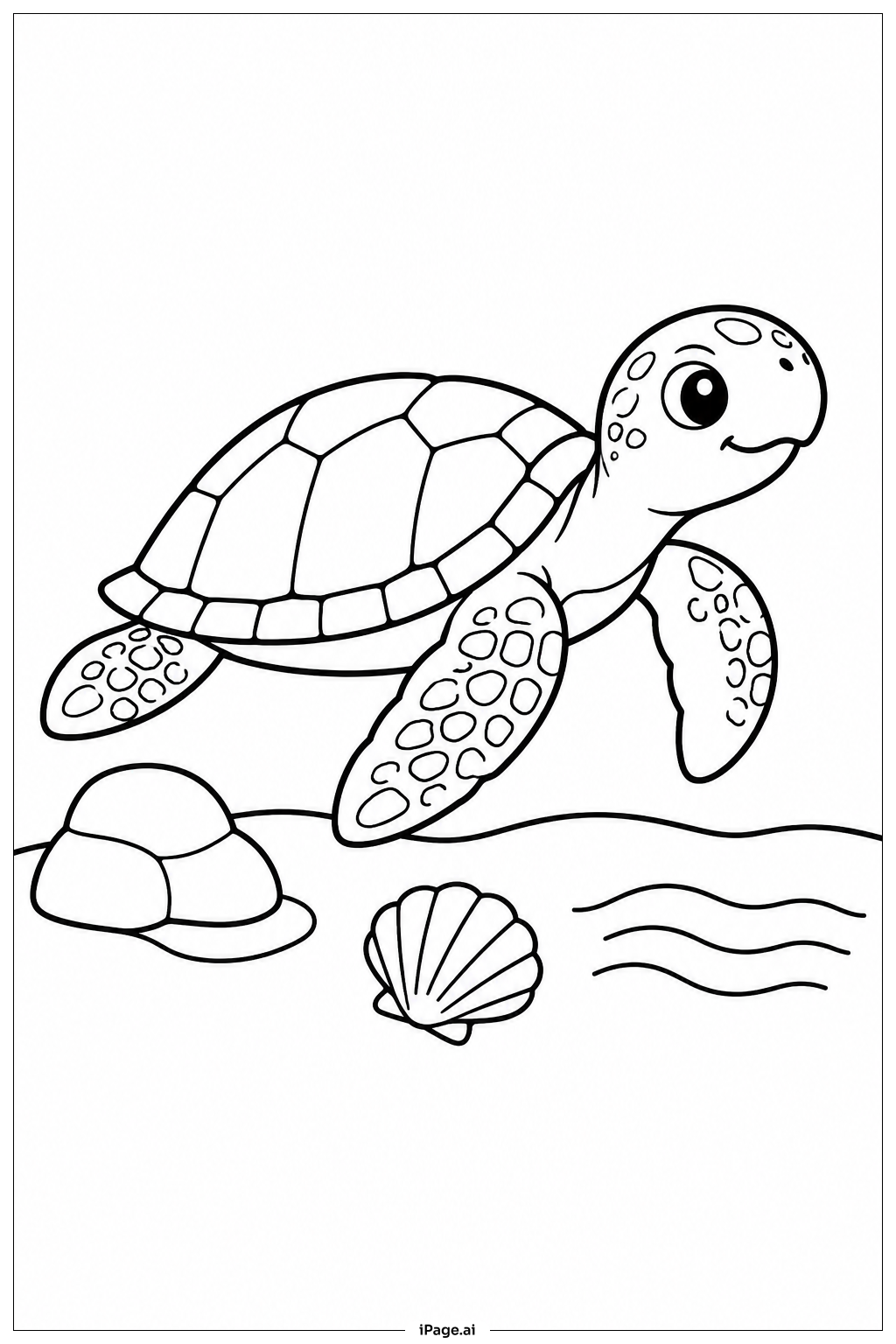 Sea Turtle Near Sandy Bottom Coloring Page