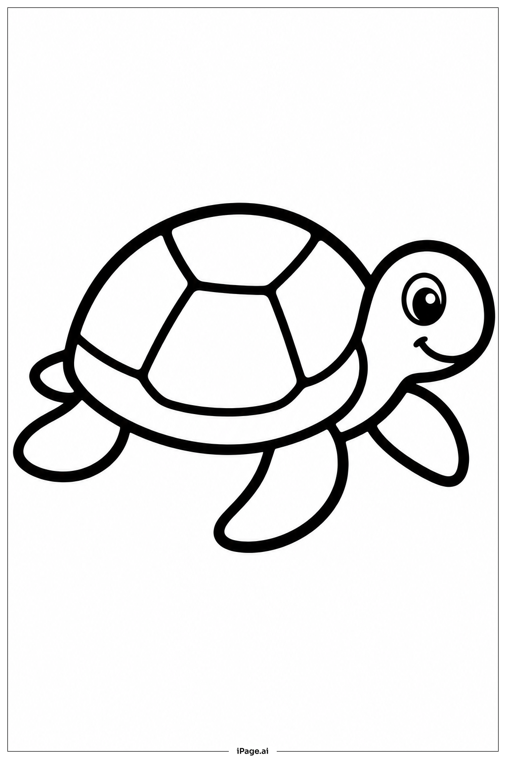 Sea Turtle With Big Shell Coloring Page