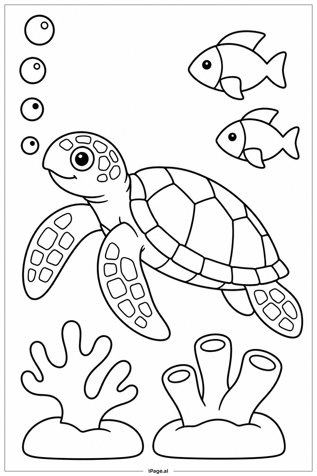 Sea Turtle With Bubble Trail Coloring Page