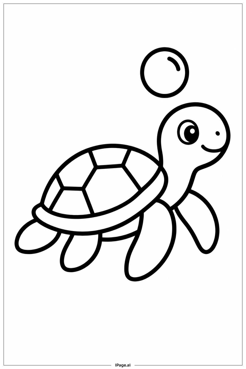 Sea Turtle With Bubble Coloring Page