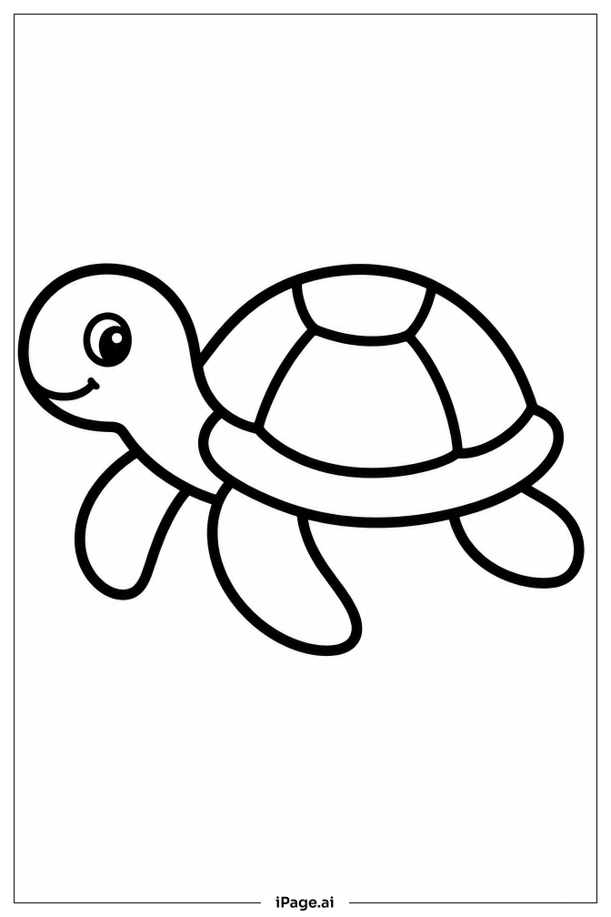 Sea Turtle With Rounded Shell Coloring Page