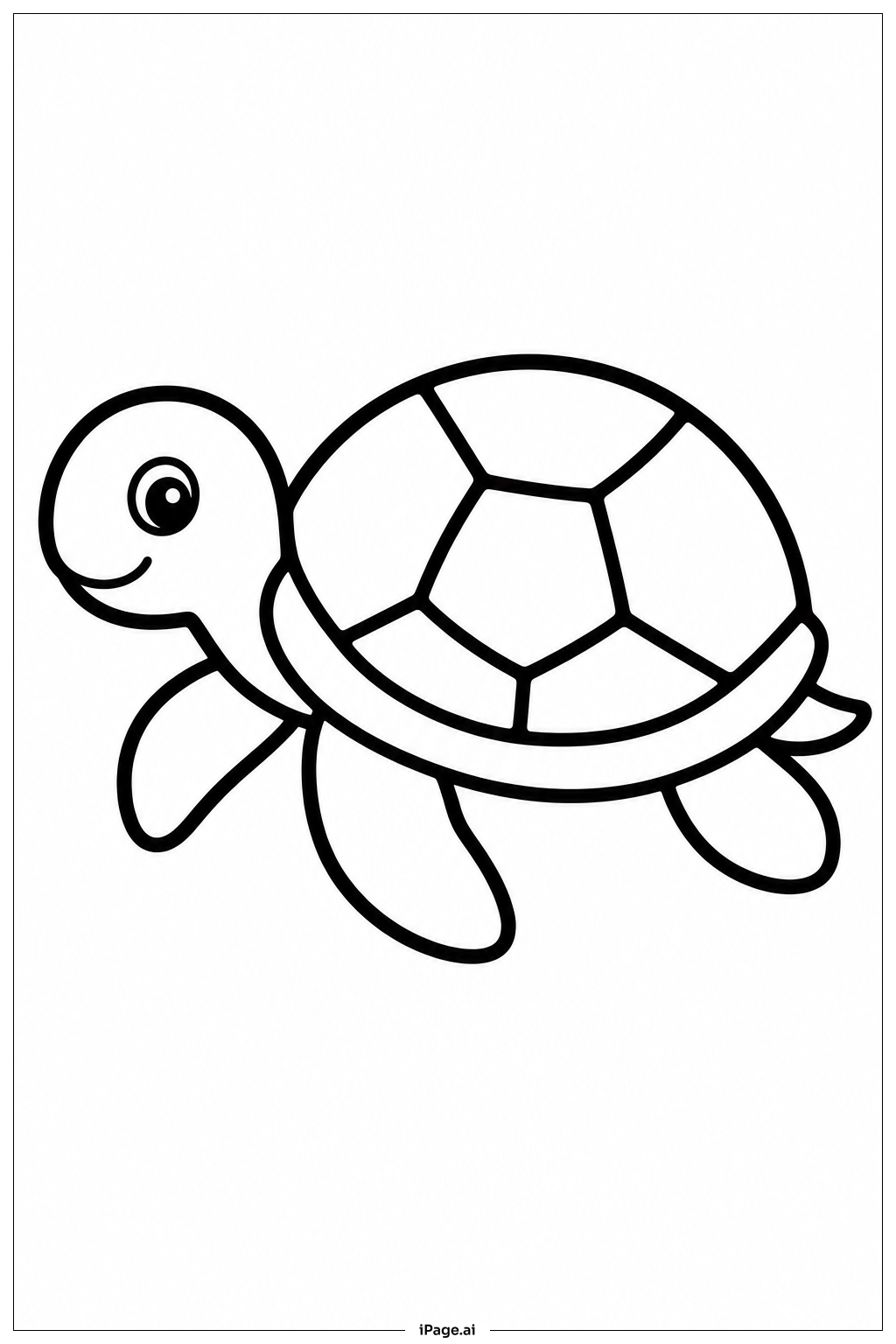 Sea Turtle With Simple Shell Coloring Page