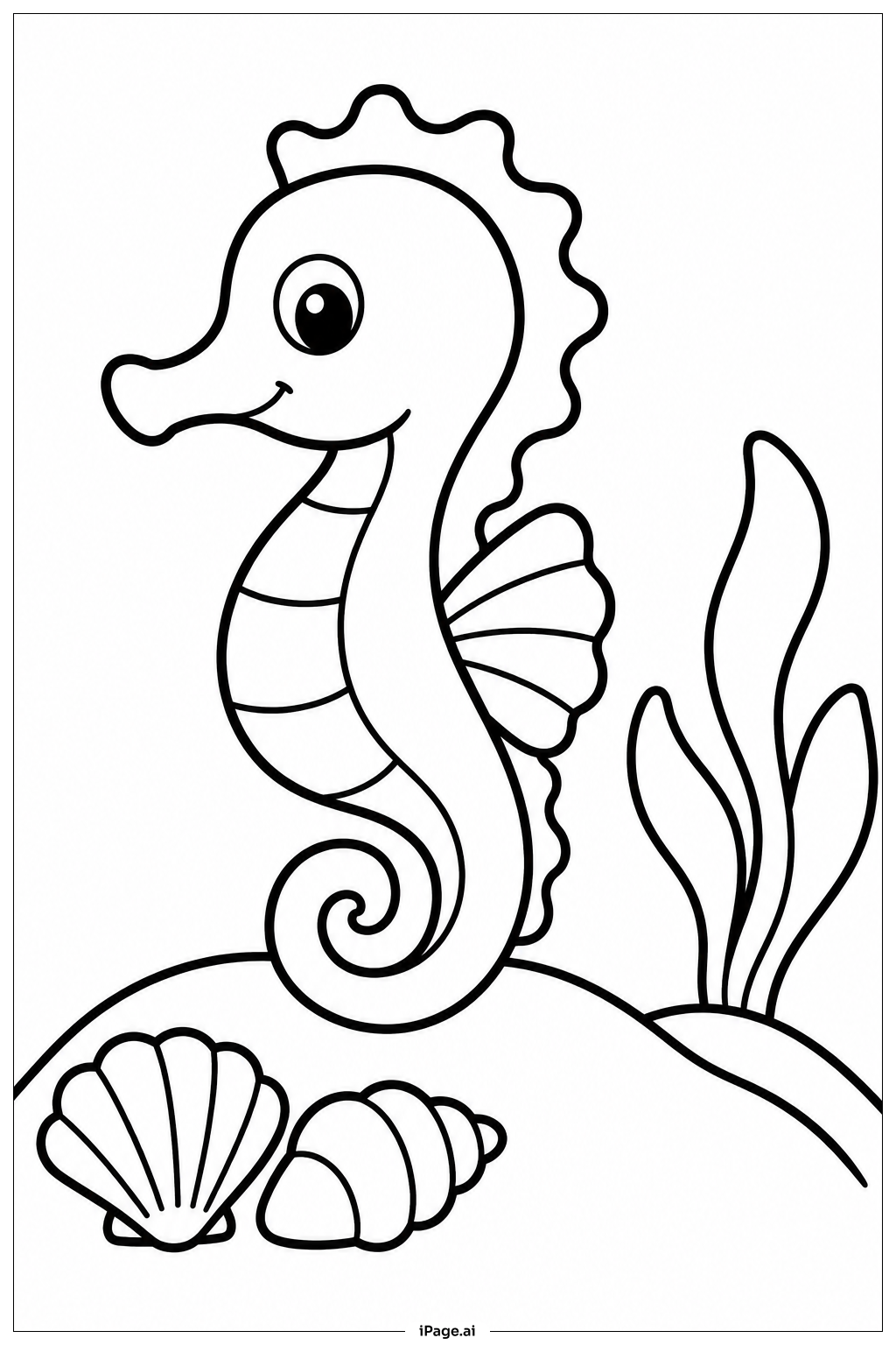 海馬在沙灣著色頁