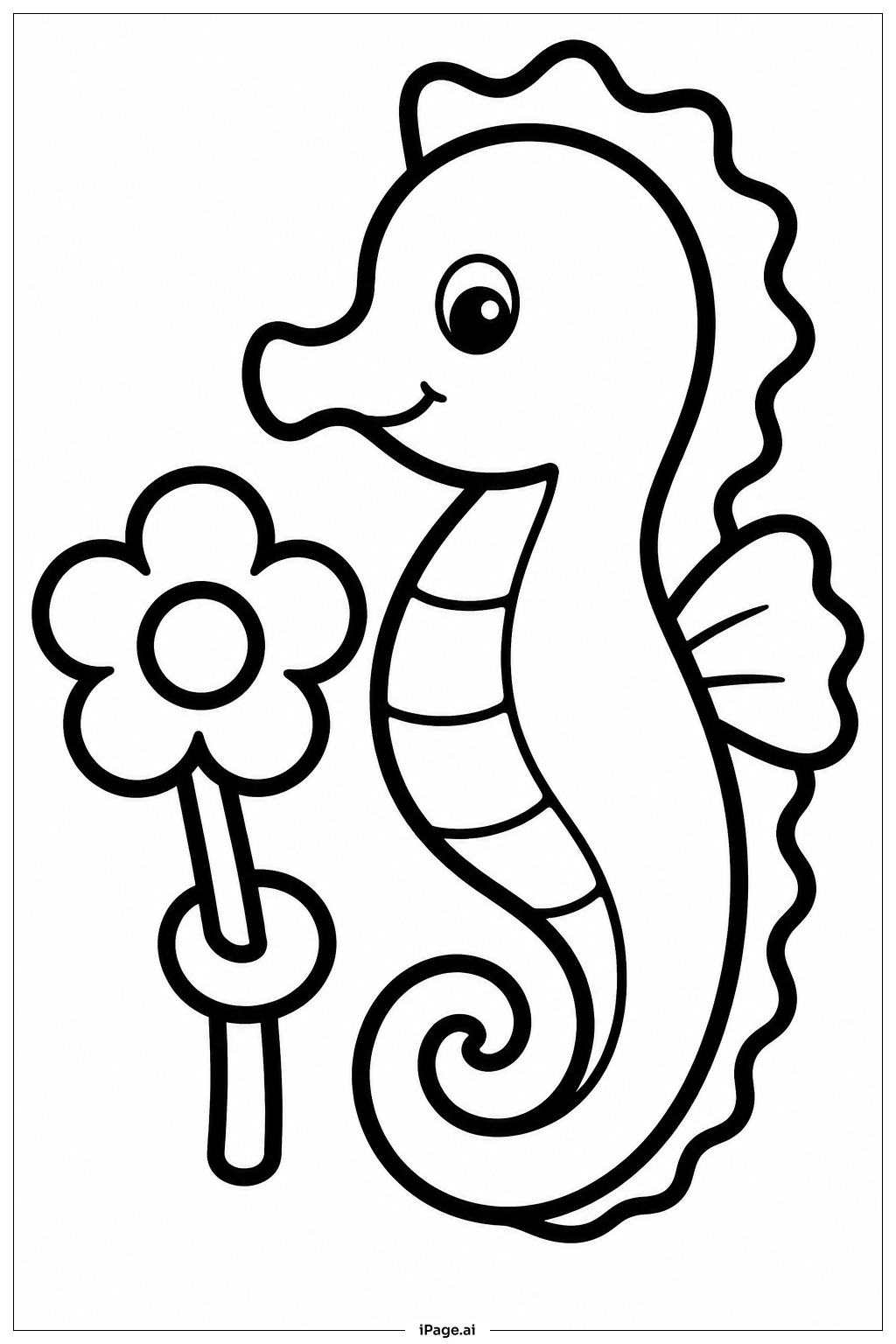 海马与花填色页