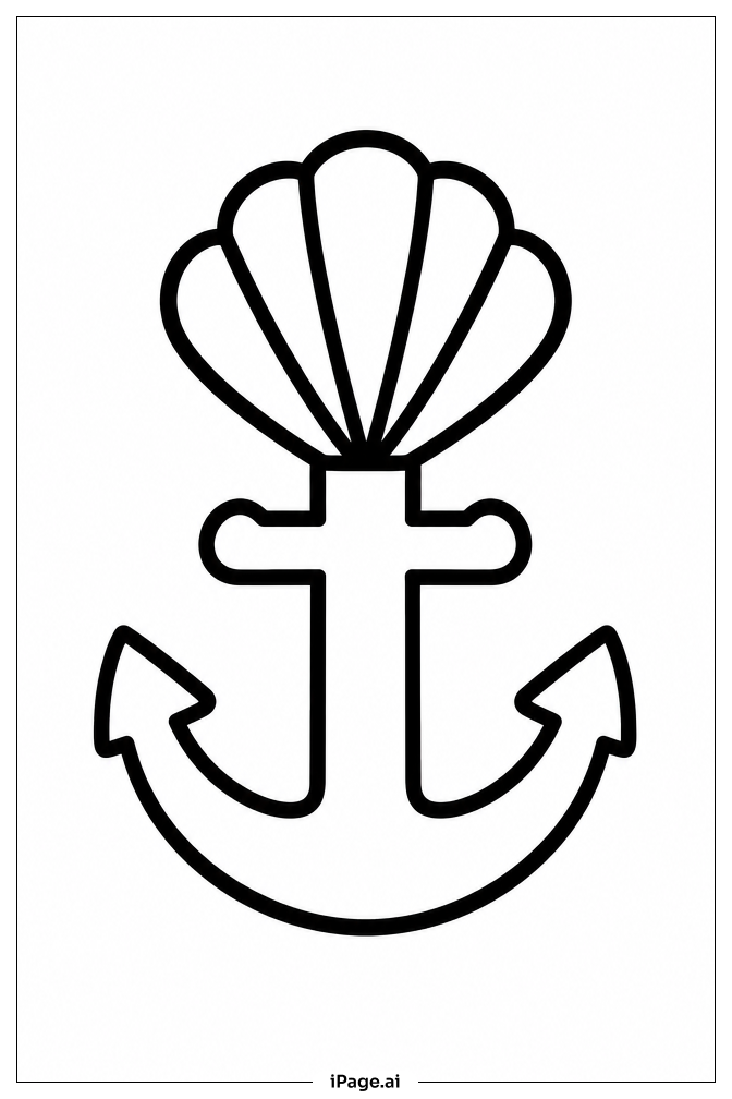 Seashell Anchor Coloring Page
