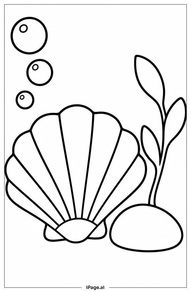 Seashell And Bubble Trail Coloring Page