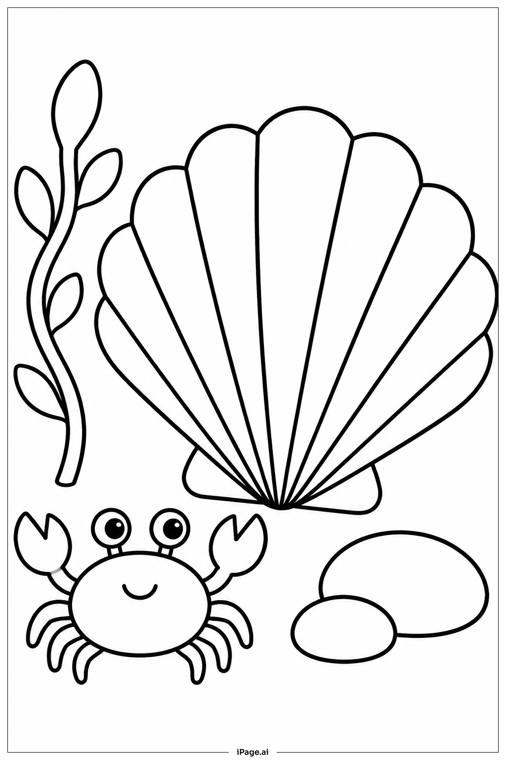 Page de coloriage Coquillage et Petit Crabe