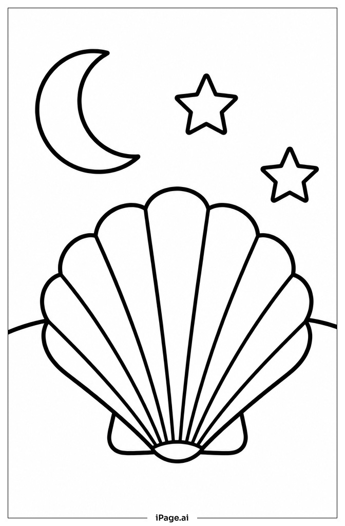 Seashell And Starry Sky Coloring Page
