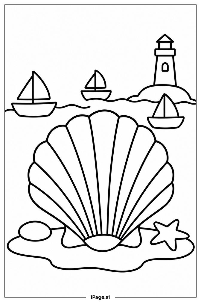 Seashell Harbor Coloring Page