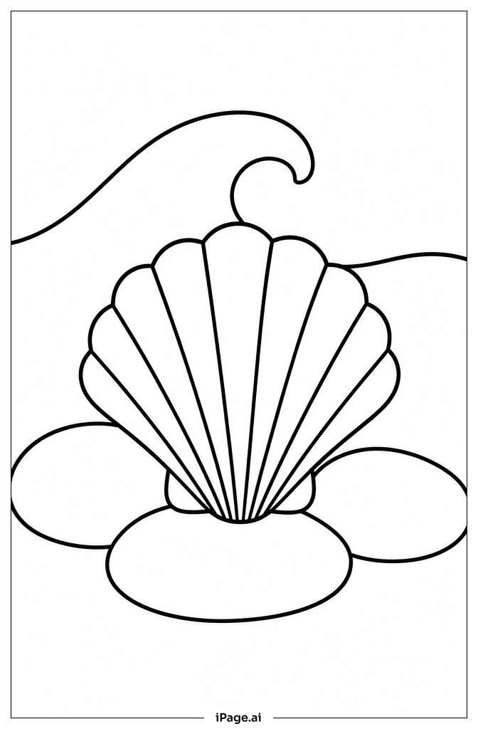 Seashell On Pebbled Shore Coloring Page