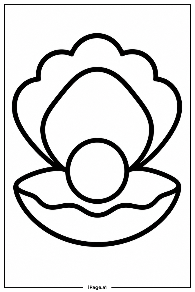 Seashell With Pearl Coloring Page