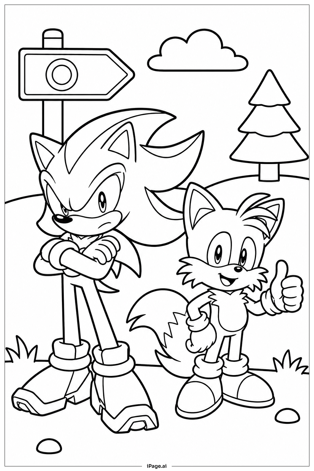 Shadow Sonic And Tails Companion Coloring Page