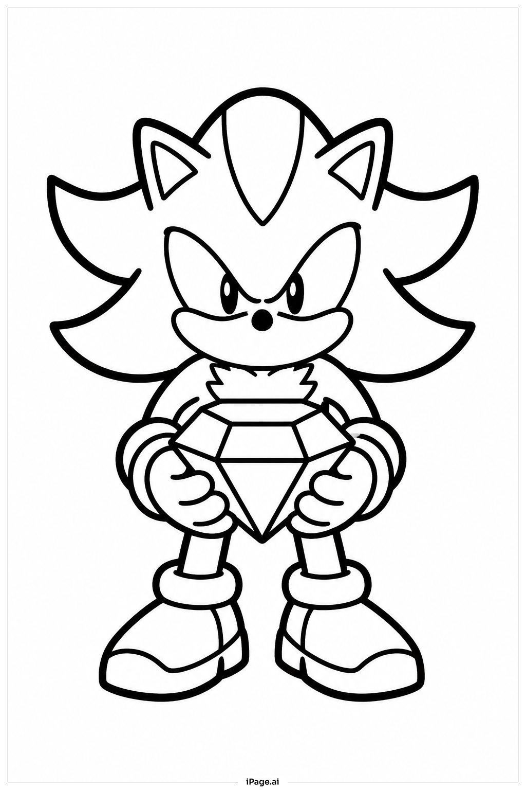  Página para colorear de Shadow Sonic sosteniendo la Esmeralda 