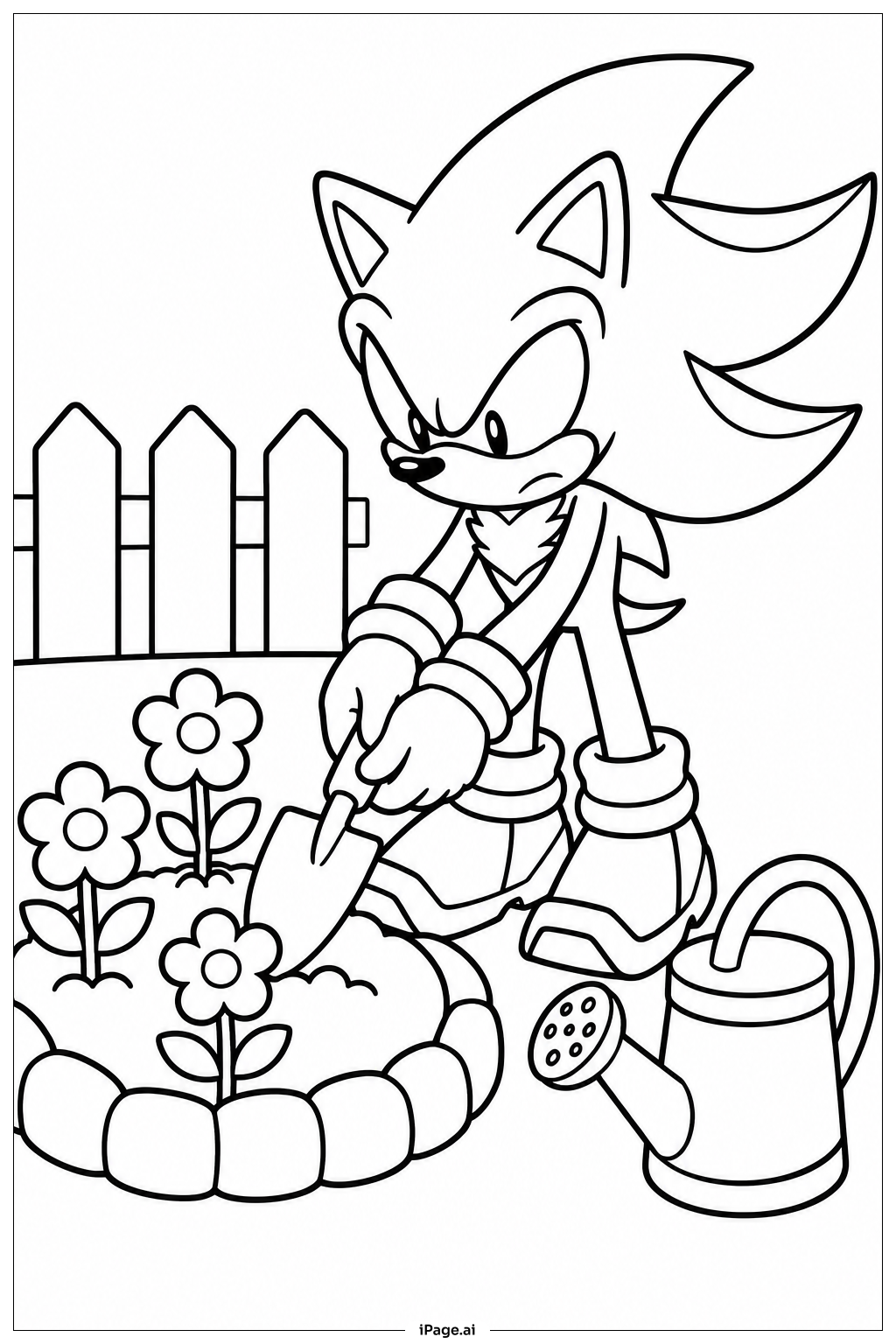 Shadow Sonic In Garden Coloring Page