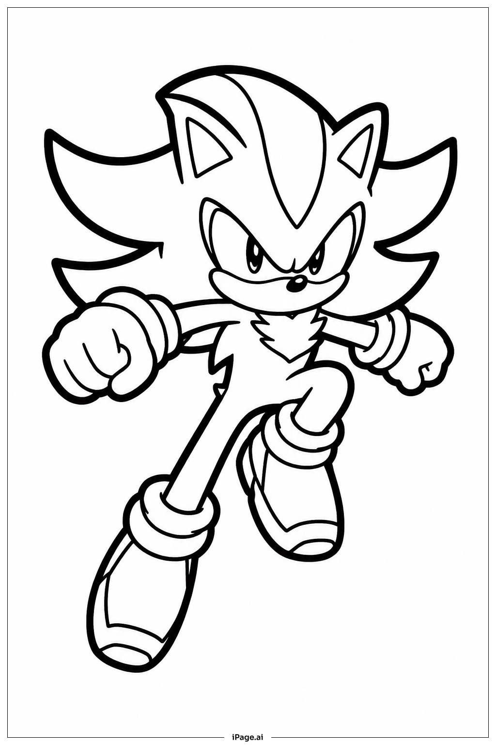  Página para colorear de Shadow Sonic Saltando Alto 