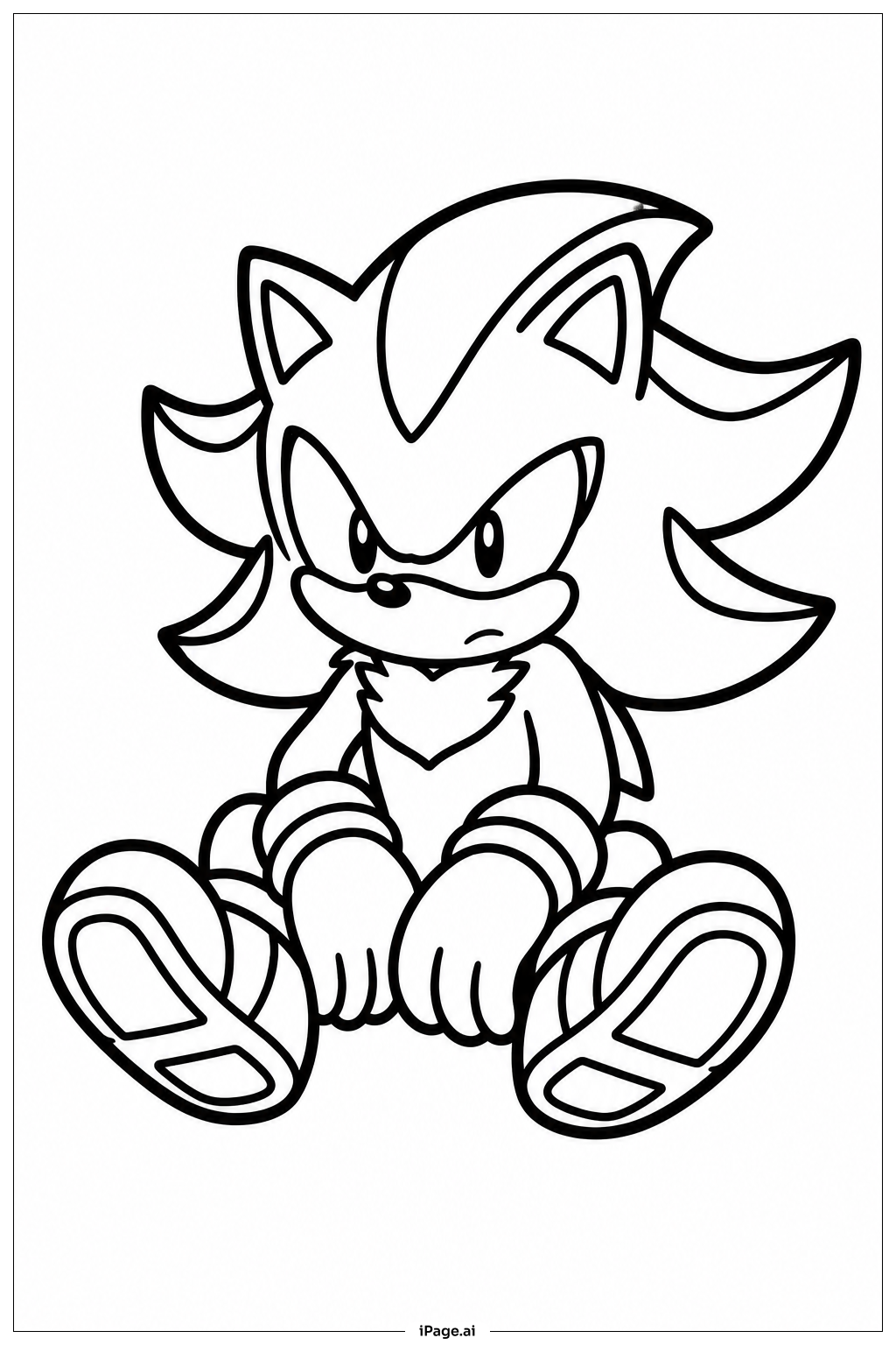 Página para colorear de Shadow Sonic Sentado Tranquilo 