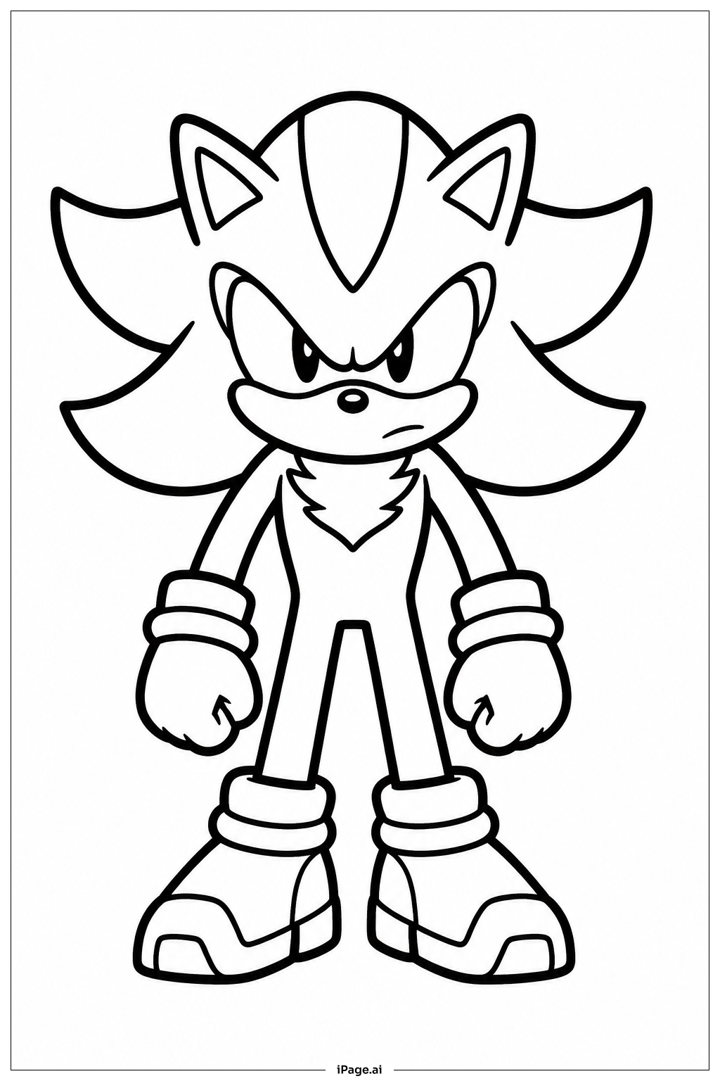  Página para colorear de Shadow Sonic de pie con altura 