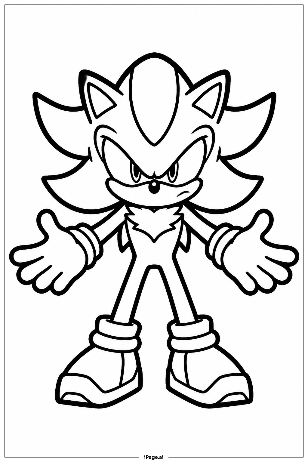  Página para colorear de Shadow Sonic en Pose de Ataque 